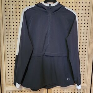 Under Armour Anorak Women Large Loose HeatGear Hooded Pullover Jacket 1/2 Zip